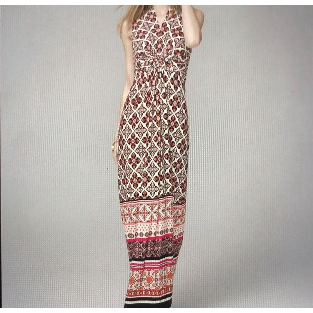 White House Black Market Twist-Front Printed Knit Maxi Dress Size Small